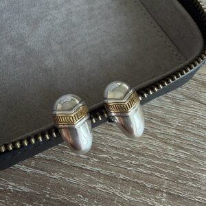 Vintage SLV SADIE L VASSIL sterling silver 14K two tone earrings